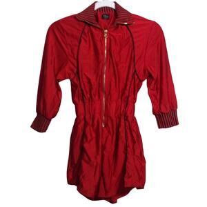 Aria Red Zip-Up Romper Zip Front Stretchy Street Wear Retro Festival Size M